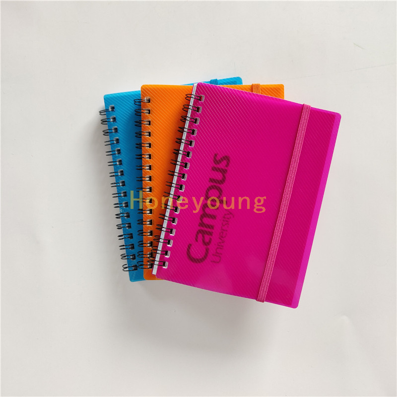 Full Color Printing Cover Custom Color High Quality Plastic Cover Double Spiral Notebook SN-26