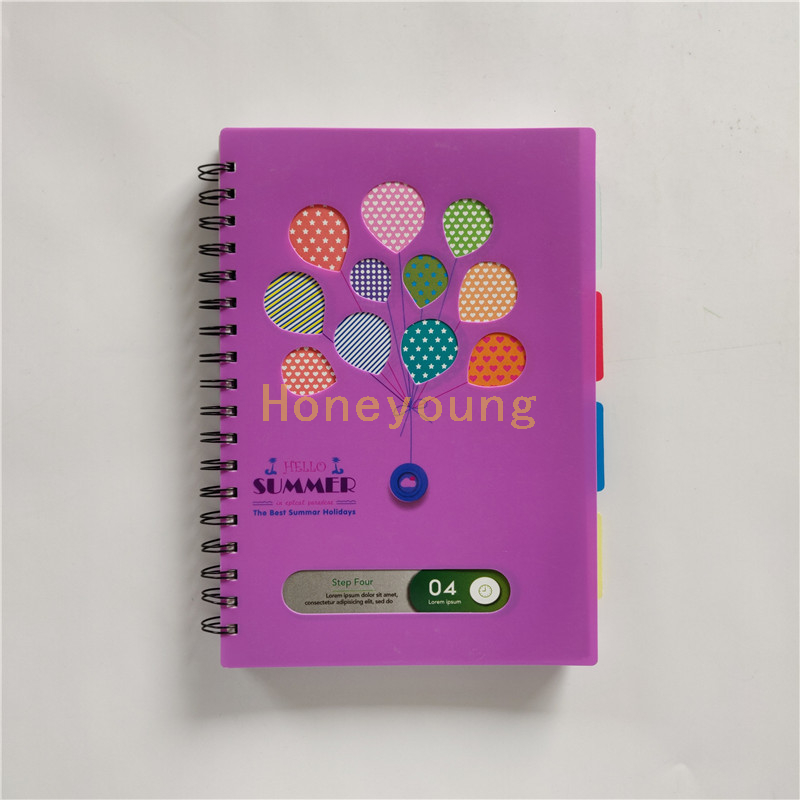 Four Subjects Junior High School Colorful Design PP Cover Spiral Notebook with Color Deviders SN-27
